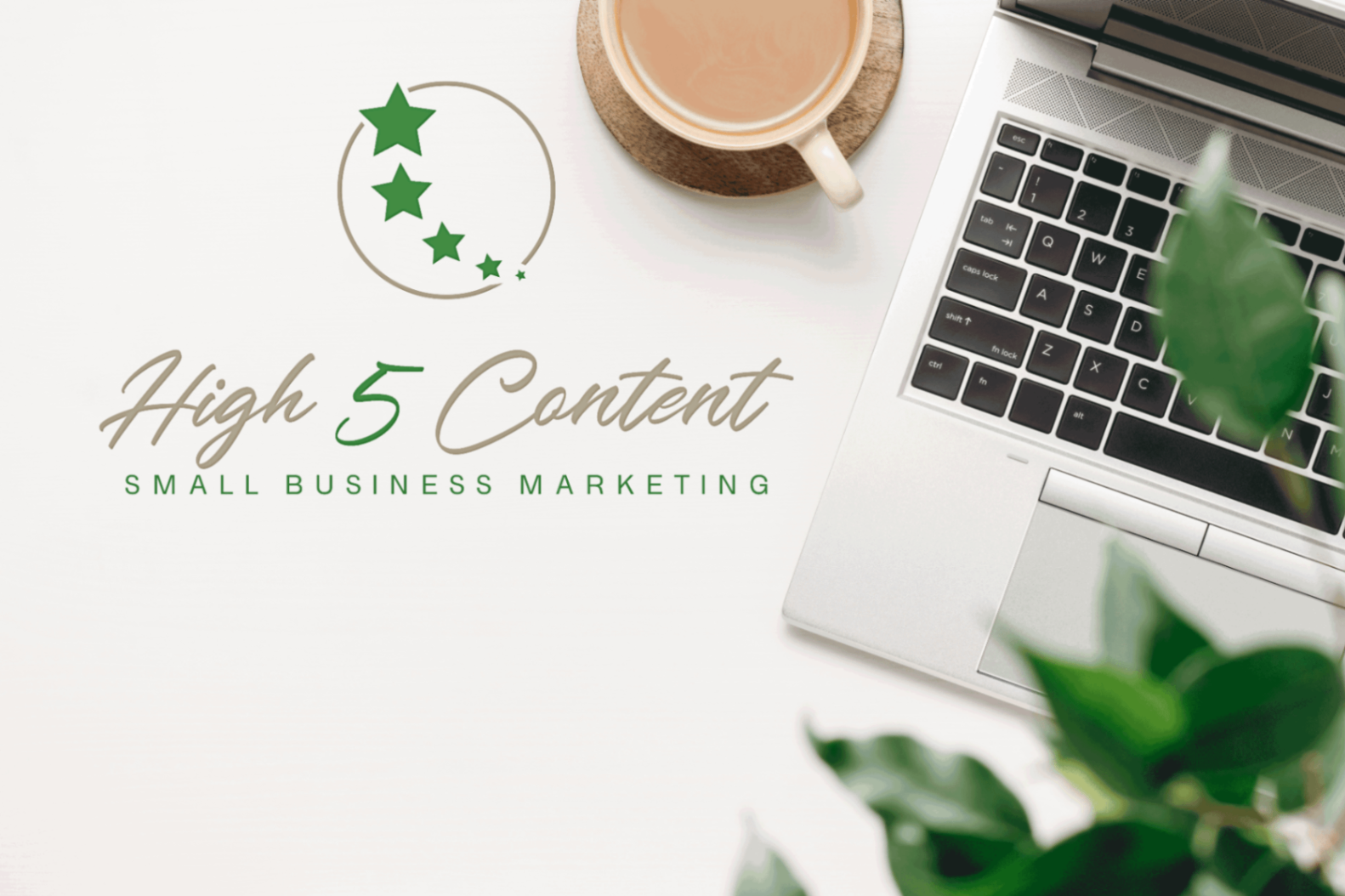 High 5 Content Marketing branded website design on a laptop